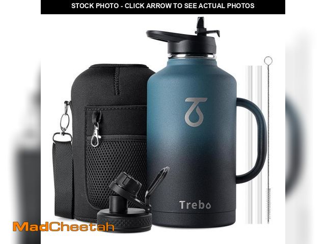 Lot 74-12314319 - Trebo 64 oz Water Bottle Insulated with Handle, Half Gallon Stainless Steel Metal Large Jug, Travel ...