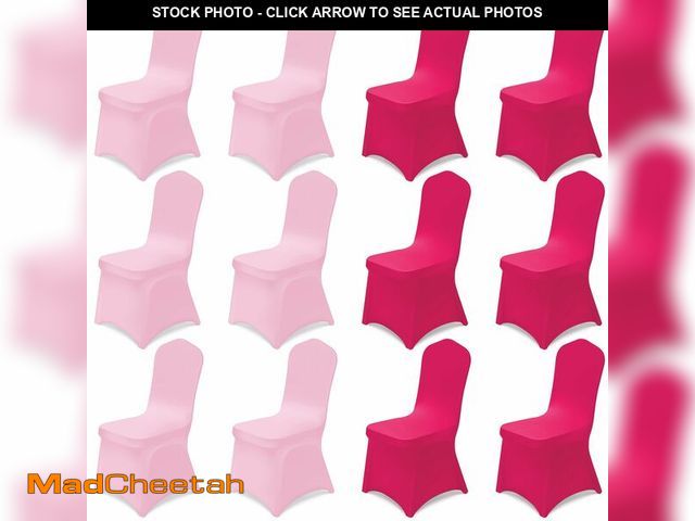 Lot 74-12976219 - Oudain 12 Pcs Folding Chair Covers Pink Universal Spandex Slipcovers Washable Removable Stretch Chai...