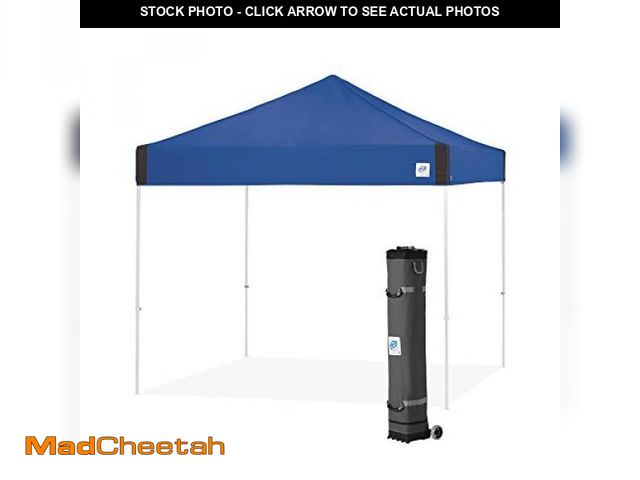 Lot 74-12399022 - E-Z UP Pyramid Instant Shelter Canopy Pop Up Tent, 10' x 10' with Wide-Trax Roller Bag &amp; 4 Piece...