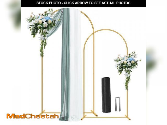 Lot 74-11554370 - Nisoger Metal Arch Backdrop Stand Set of 2 Gold Arch Backdrop Stand 6FT, 7.2FT for Party Wedding Cer...