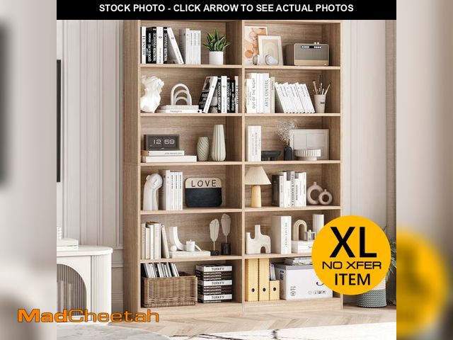 Lot 74-12667264 - Homfa 74.3â Double Wide 6-Tier Bookcase, Extra Large Wooden Freestanding Display Bookshelf for Hom...