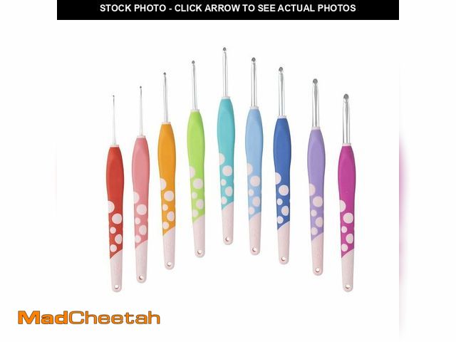 Lot 74-14149395 - Knit Picks Dots Crochet Hook Set - Comfortable Ergonomic Handles - 9 Color Coded Sizes - UNUSED