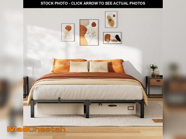 Lot 74-12096187 - GAOMON Bed Frame Queen Size, 8 Inch Metal Platform, No Screws Needed, No Box Spring Needed, Heavy Du...