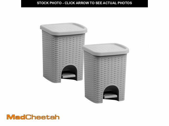 Lot 74-12626132 - Superio Mini 6L Step Pedal Trash Can - Wicker Design, Hidden Mechanism, Durable Plastic, Ideal for D...