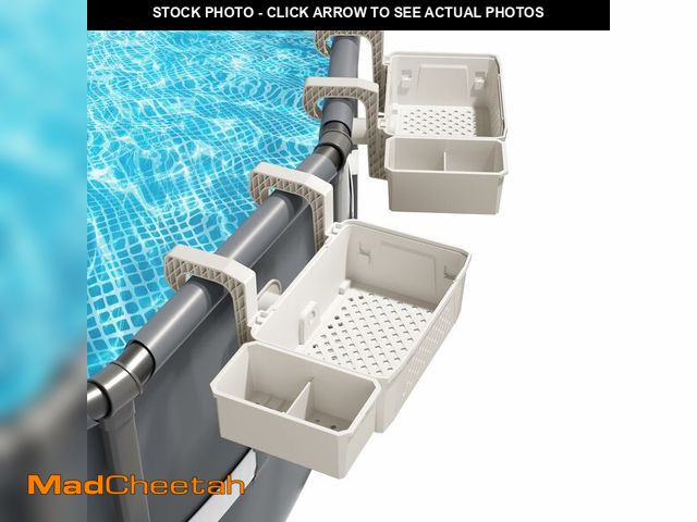 Lot 74-14264557 - AquaJoyer 2 Sets of Poolside Storage Baskets with Cup Holders - Perfect for 3-Inch or Smaller Top Ra...