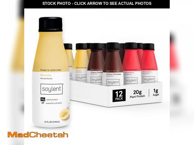 Lot 74-12395133 - Soylent Meal Replacement Shake, Banana Split Variety Pack, Contains 20g Complete Vegan Protein, Read...