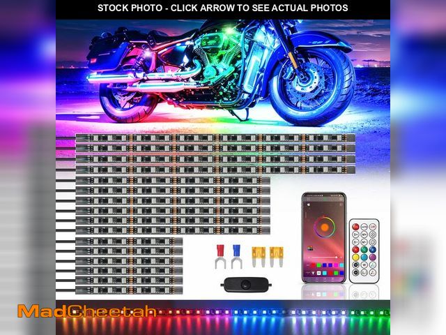 Lot 74-14274759 - ZONECONA 16PCS Chasing Effect Motorcycle RGB LED Lights Kit with APP/RF Remote Brake Turn Signal, Mo...