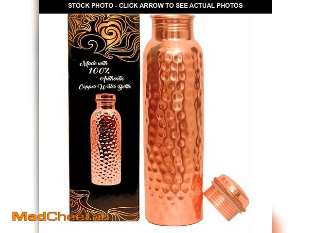 Lot 74-14295886 - Copper Water Bottle - 34oz - Handcrafted Ayurvedic 100% Pure Copper Water Bottle for Drinking |Men &...