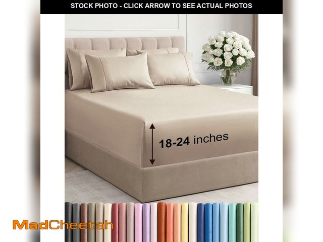 Lot 74-13542766 - Extra Deep Full Sheet Set - 6 Piece Breathable and Cooling Sheets - Hotel Luxury Bedding for Women, ...