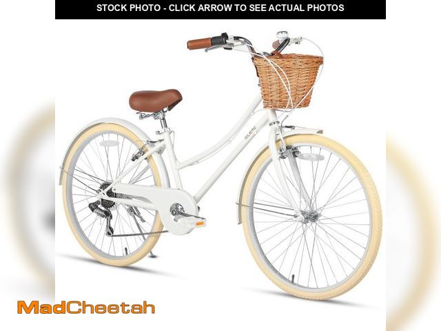 Lot 74-12279942 - Glerc 26 Inch Beach Cruiser Bike, 6-Speed Hybrid City Bicycle for Girls Youth and Over 6 Years Old, ...