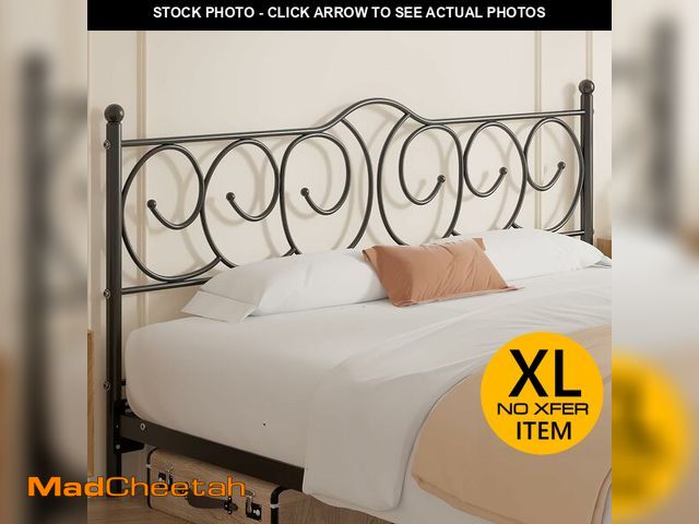Lot 74-13072303 - VECELO Metal King Size Headboard, Heavy Duty Curved Headboard Only Height Adjustable, Easy to Assemb...