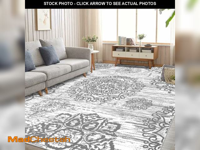 Lot 74-13040277 - HEBE Washable Area Rug 8'x10' Non Slip Soft Distressed Medallion Bedroom &amp; Living Room Rugs Vint...