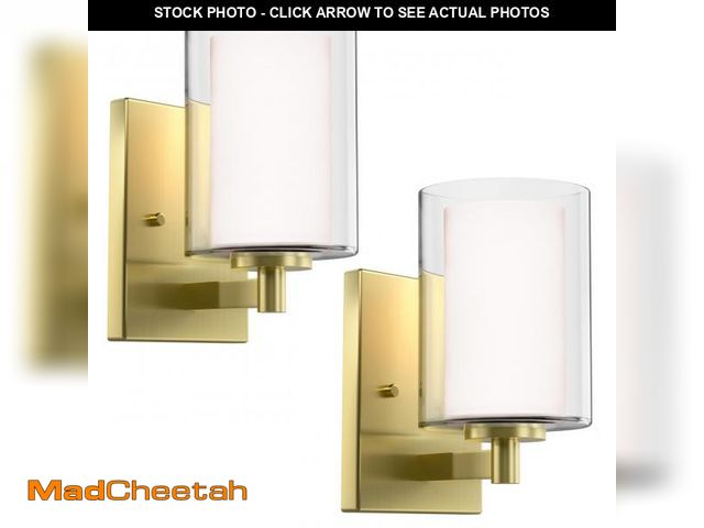 Lot 74-12213488 - Bathroom Wall Sconces Set of 2 Gold Double Clear Glass Shade Modern Vanity Lights Indoor Farmhouse W...