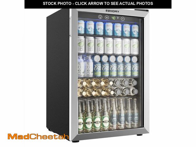 Lot 74-13564603 - EUHOMY 4.5 Cu.ft Beverage Refrigerator and Cooler, 145 Can Mini fridge with Glass Door for Soda Beer...