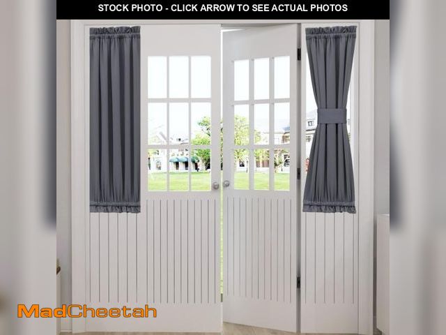 Lot 74-12427492 - Aquazolax Grey Curtains for Door Windows Set of 2, Small Blackout Rod Pocket French Door Curtain Pan...
