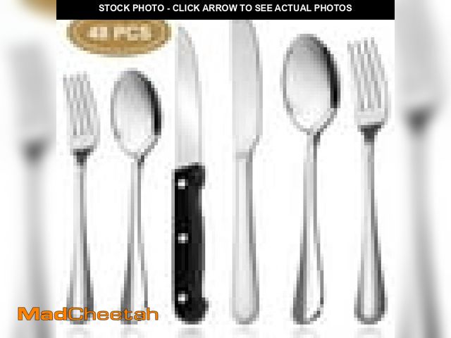 Lot 74-12479981 - Kosbon 48-Pieces Silverware Set Stainless Steel Flatware Cutlery Utensil Set Spoons - UNUSED