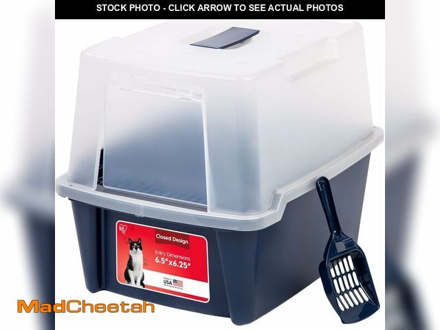 Lot 74-14304963 - IRIS USA Cat Litter Box, Litter Box Enclosure with Scoop and Front Door Flap, Covered Kitty Litter B...
