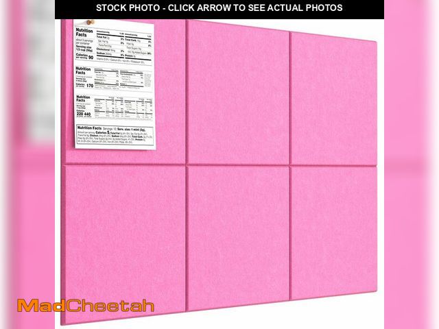 Lot 74-12714614 - MaxGear Large Cork Board for Wall 36" x 24", Pink Bulletin Board, 6 Pack Felt Wall Tiles with Pushpi...