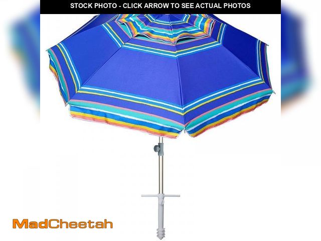 Lot 74-12519289 - *SEE DETAILS* AMMSUN 7ft Heavy Duty High Wind Beach Umbrella Parasols with Sand Anchor Vent Tilt UV ...