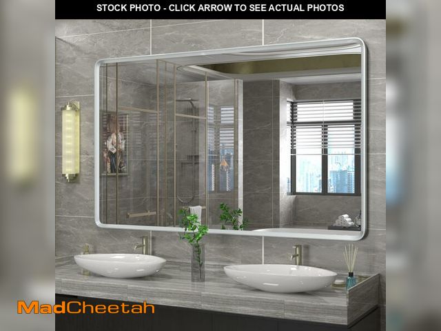 Lot 74-12784614 - GOLOMO 60x36 Silver Mirror for Bathroom, Large Silver Vanity Mirror for Wall, Large Rounded Rectangl...