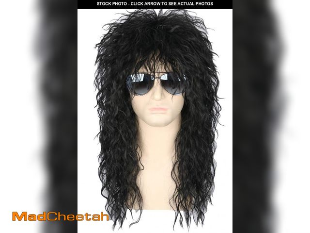 Lot 74-12443343 - Topcosplay MenÃ¢â¬â¢s 80s Black Mullet Wigs Male Hair Punk Heavy Metal Rocker Wig - UNUSED