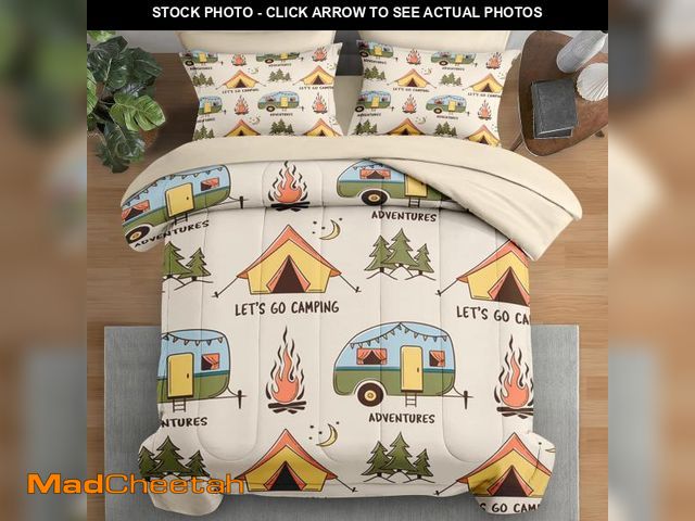 Lot 74-12311350 - Pamnest Comforter Set Twin Size, Summer Camp Camper 5 Pcs Bedding for Kids and Adults, Camping Adven...