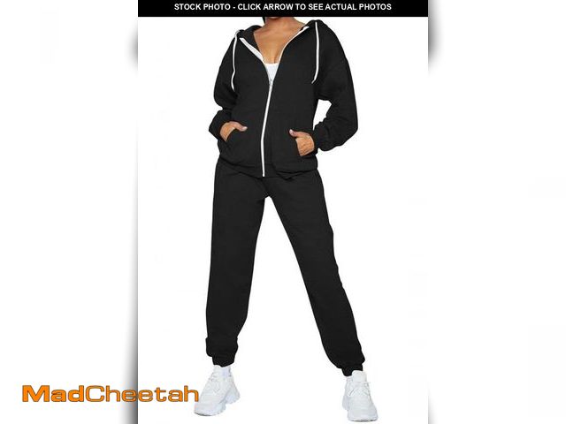 Lot 74-12385801 - TOLENY Two Piece Workout Sets for Women Hoodie Coat and Jogging Pants Sweatsuit Outfits Black S - UN...