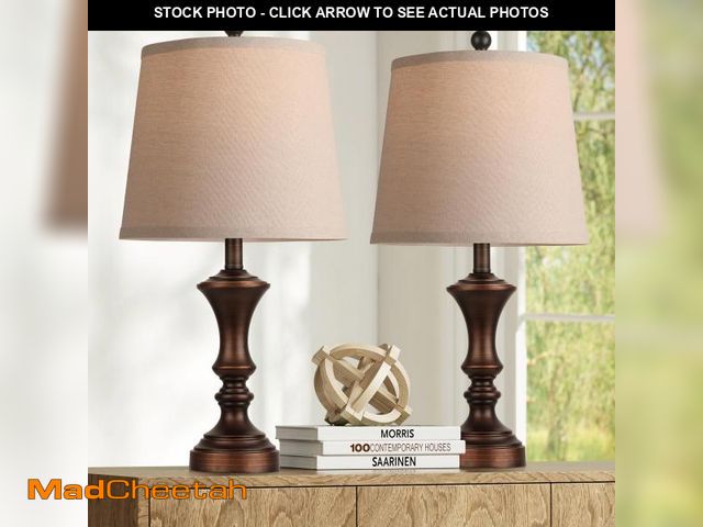 Lot 74-11556148 - ROTTOGOON Retro Table Lamps Set of 2 Nightstand Lamp for Bedroom Vintage Rustic Table Lamps for Livi...