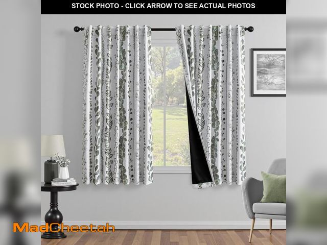 Lot 74-12439298 - MEETSKY Sage Green Blackout Curtains 63 Inches Long 2 Panels Boho Curtains for Living Room Thermal I...