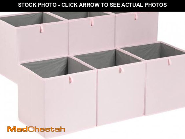 Lot 74-12323855 - Basics Cube Organizer Bins, Collapsible Storage Baskets for Shelves, Peony Pink, Pack of 6, 13x15x13...