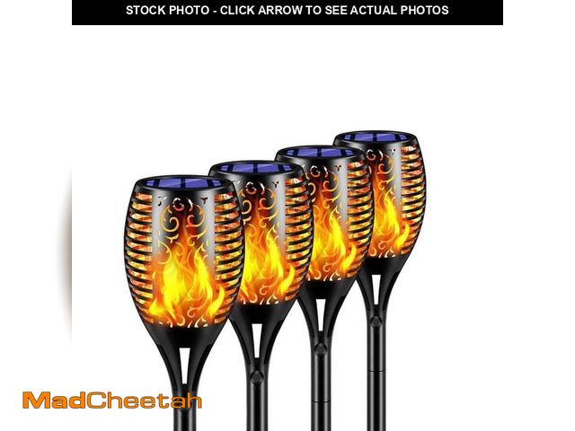 Lot 74-14356912 - (MISSING 2 STAKES,ONE EXTRA POLE) hcman 4-Pack 43 in. Solar Lights Outdoor, 99 LED Higher and Larger...