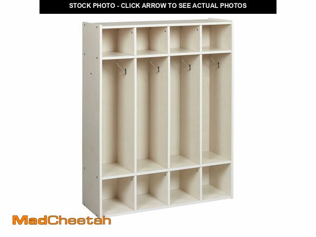 Lot 74-12899704 - ECR4Kids Streamline 4-Section Coat Locker, Classroom Furniture, White Wash - UNUSED