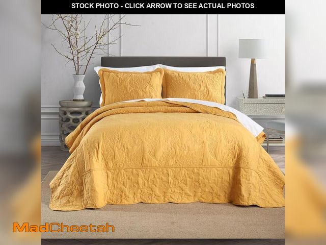 Lot 74-11549430 - ENASAL Cotton Jacquard Bedspread Quilt Bedding Sets Reversible Comforters Coverlets Yellow Bedspread...