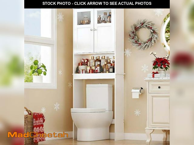 Lot 74-12833694 - Ktaxon Over the Toilet Bathroom Storage Cabinet with 2 Doors &amp; 3 Storage Shelves Space Saver, Wh...