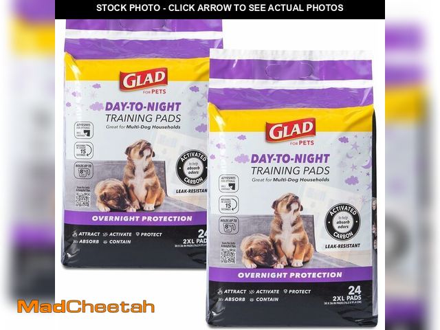 Lot 74-14581864 - Glad for Pets Giant Activated Carbon Training Pads, 30 x 36 In, 24 Ct, 2-Pk - UNUSED