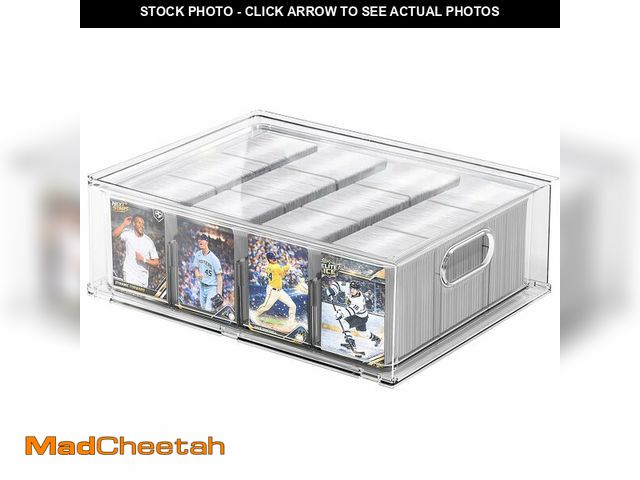 Lot 74-14378658 - BluBrk Trading Card Storage Box - Clear Large Storage Organizer Holds 3200 Cards with Foam Inserts B...