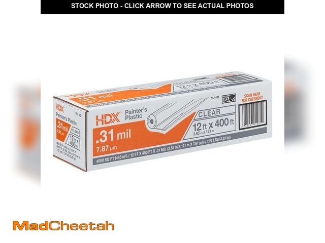 Lot 74-14586854 - HDX 12 ft. W x 400 ft. L 0.31 mil High Density Painters Plastic Sheeting HSHD12-400 - UNUSED