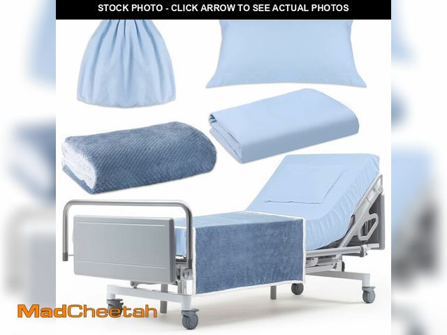 Lot 74-12459251 - SmoothNovelty 4 Pcs Hospital Bed Sheets Set, Soft Knitted Standard Sheets Quality, Include Fitted Co...