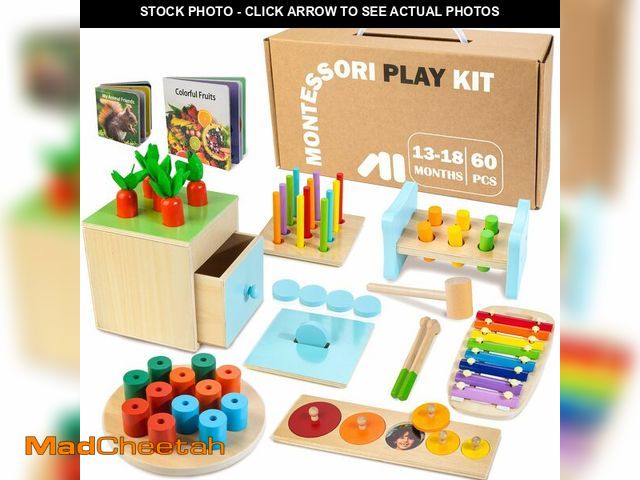 Lot 74-14386935 - WOODMAM Wooden Montessori Toys for 1+ Year Old, 9 in 1 Learning Educational Toys for Toddler with Ed...