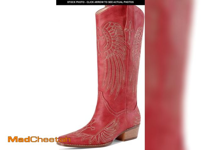 Lot 74-12331227 - RONILURN Womens Knee High Boots Cowboy Cowgirl Tall Western Boots Pull On Square Toe Low Chunky Heel...