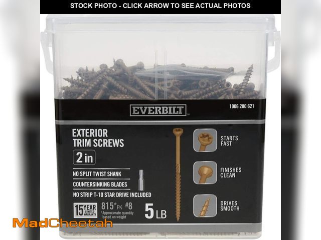 Lot 74-14602499 - Everbilt #8 x 2 in. Star Drive Trim Head Exterior Wood Screws 5 lbs.-Box (815-Piece) 117363 - UNUSED