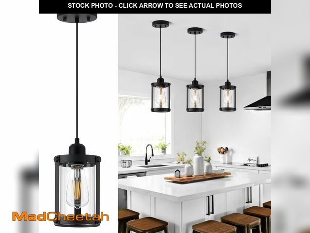 Lot 74-12504017 - Osimir Black Pendant Lights Kitchen Island, 1-Light Modern Mini Hanging Light Fixtures with Clear Gl...