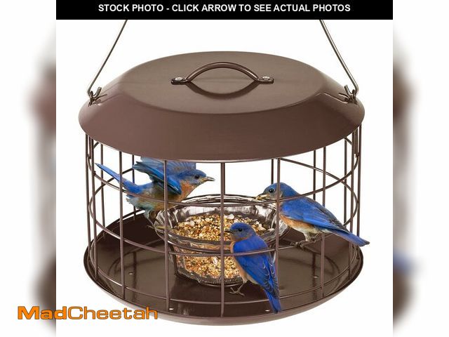 Lot 74-13626665 - Kingsyard Bluebird Feeders for Outdoors Hanging, All Metal, Cage Bird Feeder with Tray, Squirrel Pro...