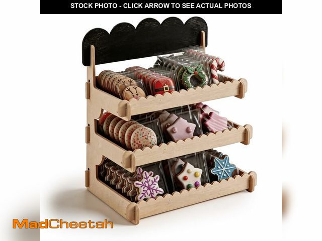 Lot 74-14154328 - UULENNYM cookie display stand, cookie display Ã¢â¬â 3-Tier Wooden Bakery Display Shelf, Rustic Pa...