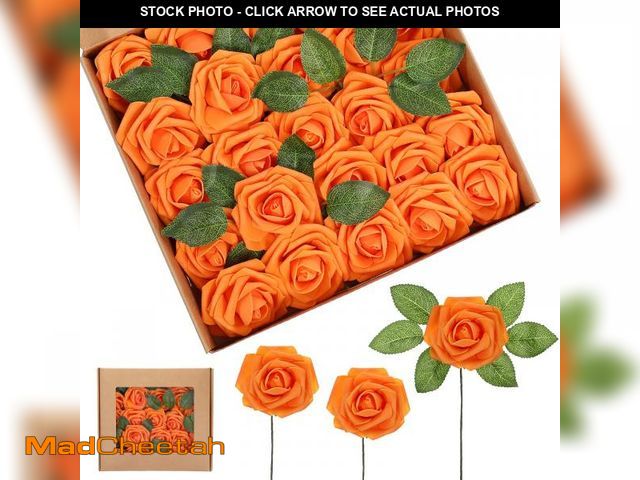 Lot 74-12221185 - Syhood Artificial Foam Rose Flowers Vintage Fake Roses DIY Bouquets with Leaves and Stems for Weddin...