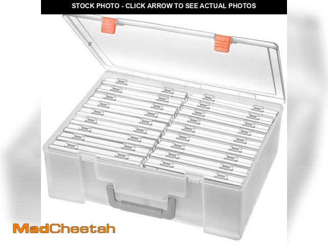Lot 74-12051509 - Photo Storage Box 4x6, 18 Inner Extra Large Organizer Acid-Free Photo Keeper Storage Case, Plastic C...