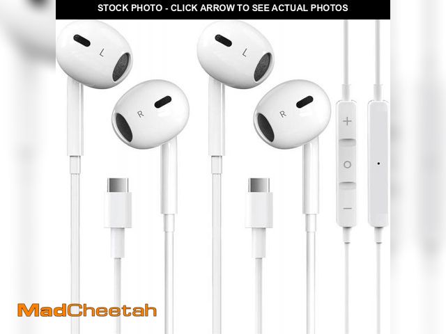 Lot 74-11545268 - 2 Packs USB C Headphones for iPhone 16/15 Pro Max Plus Type C Earbuds Wired Earphones with Mic &amp;...