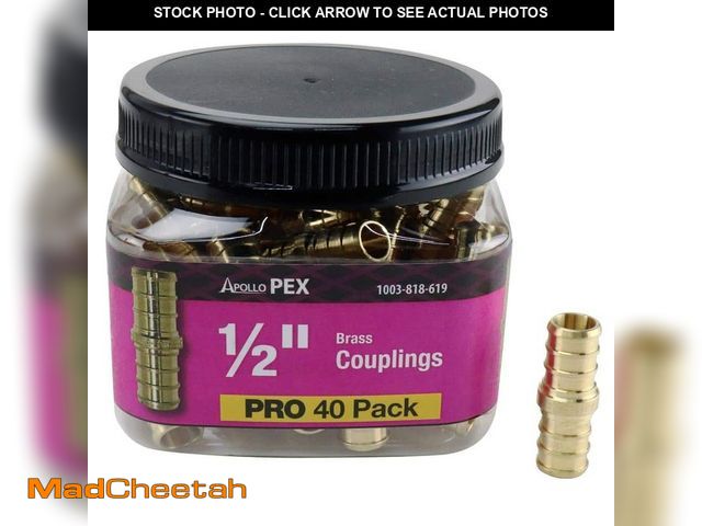 Lot 74-14326532 - Apollo 1/2 in. Brass PEX-B Coupling Pro Pack (40-Pack) - UNUSED