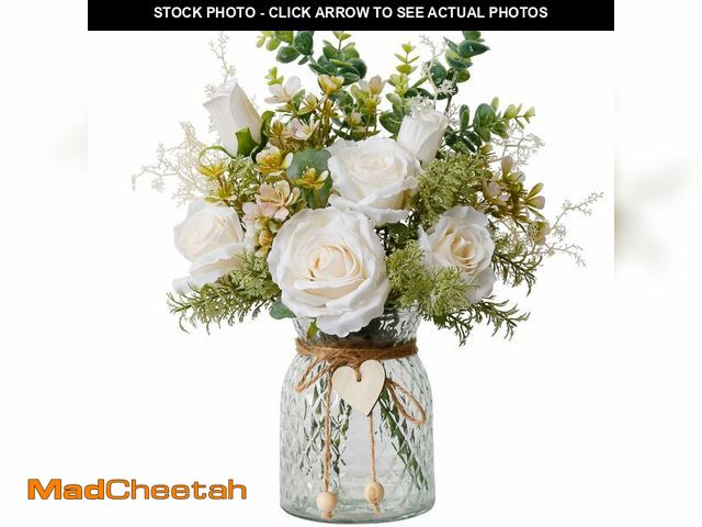 Lot 74-12711734 - Fake Flowers in Vase,Faux Flowers for Vase,Artificial Silk Roses,Dining Table Centerpiece Decor,Flow...