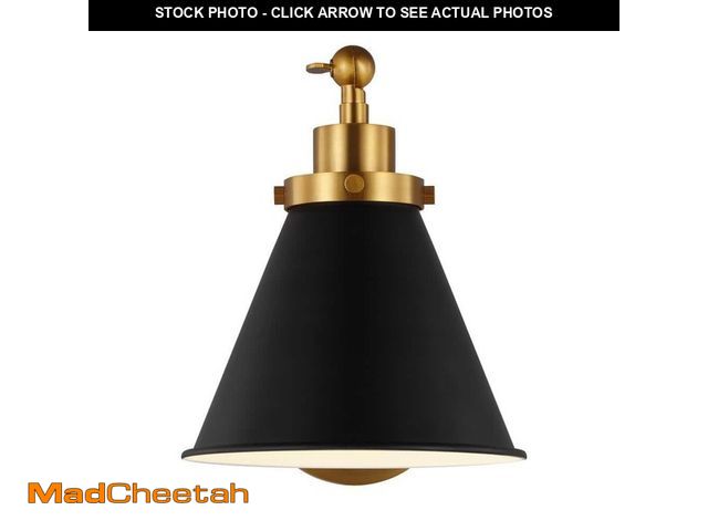 Lot 74-13049434 - Generation Lighting Wellfleet 7.25 in. W 1-Light Midnight Black/Burnished Brass Single Arm Cone Task...
